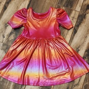 Pink Chicken Metallic Pink-Orange Girls Dress 4T